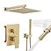 BESy Shower System with 12 Inch Rain Shower Head and Handheld Wall Mounted High Pressure Rainfall Shower Faucet Fixture Combo Set with 2 in 1 Handheld Showerhead for Bathroom Brushed Gold