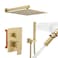 BESy Shower System with 12 Inch Rain Shower Head and Handheld Wall Mounted High Pressure Rainfall Shower Faucet Fixture Combo Set with 2 in 1 Handheld Showerhead for Bathroom Brushed Gold