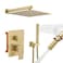 BESy Shower System with 12 Inch Rain Shower Head and Handheld Wall Mounted High Pressure Rainfall Shower Faucet Fixture Combo Set with 2 in 1 Handheld Showerhead for Bathroom Brushed Gold