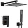 Heable Matte Black Shower System 12 Inches Bathroom Luxury Rain Shower Head with Handheld Combo Set Wall Mounted High Pressure Rainfall Shower Head System Shower Faucet with Valve and Trim Kit