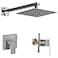 Heable Shower Faucet Set Brushed Nickel Single Function Shower Trim Kit with Roughin Valve Square Rain Shower Head System Included Extra Long Shower Arm for Bathroom
