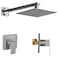 Heable Shower Faucet Set Brushed Nickel Single Function Shower Trim Kit with Roughin Valve Square Rain Shower Head System Included Extra Long Shower Arm for Bathroom