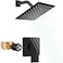 Heyalan Shower Faucet Set with Valve Bathroom Rainfall Shower System Wall Mount Single Handle Shower Trim Kit Rainfall Fixed Shower Head 8 Inch Square Shower Head Matte Black