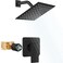 Heyalan Shower Faucet Set with Valve Bathroom Rainfall Shower System Wall Mount Single Handle Shower Trim Kit Rainfall Fixed Shower Head 8 Inch Square Shower Head Matte Black