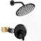 Heyalan Shower Faucet Set with Valve Bathroom Shower System Wall Mount Single Handle Shower Trim Kit Fixed Rainfall Shower Head 8Inch Round Shower Head Matte Black