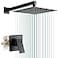 POP SANITARYWARE Matte Black Shower Faucet Set Bathroom Rainfall Shower System with Stainless Steel Metal Showerhead Single Function Shower Trim Kit with Roughin Valve