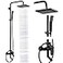 Heyalan Matte Black Rain Shower System SetExposed Shower System 3 Functions Bathroom Shower Faucet 8 Inch Swivel Rainfall Shower Head Handheld Complete Set Tub Spout Wall Mount