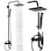 Heyalan Matte Black Rain Shower System SetExposed Shower System 3 Functions Bathroom Shower Faucet 8 Inch Swivel Rainfall Shower Head Handheld Complete Set Tub Spout Wall Mount