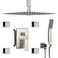 Dasan Brushed Nickel Shower System with 4 PCS Shower Body Spray Jets 12 Ceiling Shower Head Handheld Spray DASAN Full Body Shower Faucet System with Jets Rainfall Shower Combo Set SASS03BBNS12C
