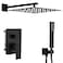 JingGang Matte Black Shower System 10 Inch Bathroom Luxury Rain Mixer Shower Combo Set Wall Mounted Rainfall Shower Head and Handheld System Shower Faucet Roughin Valve Body and Trim Kit