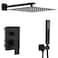JingGang Matte Black Shower System 10 Inch Bathroom Luxury Rain Mixer Shower Combo Set Wall Mounted Rainfall Shower Head and Handheld System Shower Faucet Roughin Valve Body and Trim Kit