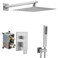 JingGang Brushed Nickel Shower System 10 Inch Bathroom Luxury Rain Mixer Shower Combo Set Wall Mounted Rainfall Shower Head and Handheld System Shower Faucet Roughin Valve Body and Trim Kit