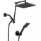 BRIGHT SHOWERS High Pressure Rain Shower Head Combo with Double Extension Arm 8 Inch Rainfall Shower Head with Handheld Spray Height Adjustable Dual Square Showerhead Set OilRubbed Bronze