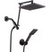 BRIGHT SHOWERS High Pressure Rain Shower Head Combo with Double Extension Arm 8 Inch Rainfall Shower Head with Handheld Spray Height Adjustable Dual Square Showerhead Set OilRubbed Bronze