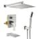 SHAMANDA Shower System with Waterfall Tub Spout and Handheld Shower Head 12 Rain Shower Faucet Sets Complete with Shower Roundin Valve and Trim Wall Mount Brushed Nickel L1012