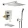 SHAMANDA Shower System with Waterfall Tub Spout and Handheld Shower Head 12 Rain Shower Faucet Sets Complete with Shower Roundin Valve and Trim Wall Mount Brushed Nickel L1012