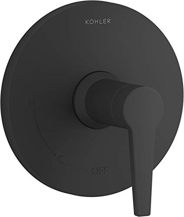 KOHLER KTS740424BL Pitch RiteTemp Valve Trim Shower Trim Faceplate with Lever Handle Trim Only Requires Valve Matte Black