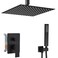 Heable Matte Black Shower System Bathroom 12 Inch Rain Shower Head Ceiling Mount with Handheld Luxury High Pressure Shower Combo Set Shower Faucet Roughin Valve Body and Trim Kit