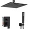 Heable Matte Black Shower System Bathroom 12 Inch Rain Shower Head Ceiling Mount with Handheld Luxury High Pressure Shower Combo Set Shower Faucet Roughin Valve Body and Trim Kit