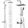 Heyalan Polish Chrome Exposed Shower System 2 Functional Bathroom Shower Set 8 Inch Square Rainfall Shower Head with Hand Sprayer Wall Mounted