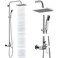 Heyalan Polish Chrome Exposed Shower System 2 Functional Bathroom Shower Set 8 Inch Square Rainfall Shower Head with Hand Sprayer Wall Mounted