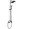 Cinwiny Wall Mounted Outdoor Shower System Matte Black 6 Square Rainfall Shower head with Hand Held Spray Double Cross Handles with Adjustable Slide Bar Two Function Exposed Shower Kit