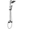 Cinwiny Wall Mounted Outdoor Shower System Matte Black 6 Square Rainfall Shower head with Hand Held Spray Double Cross Handles with Adjustable Slide Bar Two Function Exposed Shower Kit