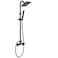 Cinwiny Wall Mounted Outdoor Shower System Matte Black 6 Square Rainfall Shower head with Hand Held Spray Double Cross Handles with Adjustable Slide Bar Two Function Exposed Shower Kit