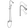 Cinwiny Polish Chrome Wall Mount Outdoor Shower Kit with Hand Held Sprayer Double Cross Handles with Adjustable Slide Bar Dual Function Exposed Shower Faucet System