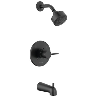 Delta Modern 14 Series Bathtub and Shower Faucet Set Matte Black Shower Head and Handle Set Valve Trim Kit Matte Black T14459BLPP Valve Not Included