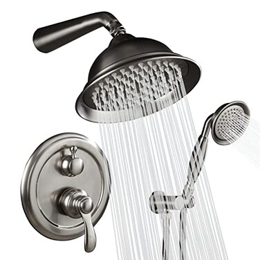 ELLOALLO Shower System Shower Faucet Sets Complete with Wall Mounted Shower Fixtures RoughIn Valve Body and Trim Kit Brushed Nickel