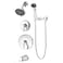 Symmons 550615TRM Elm 2Handle Tub and 5Spray Shower Trim with 3Spray Hand Shower in Polished Chrome Valves Not Included