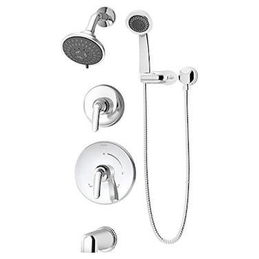 Symmons 550615TRM Elm 2Handle Tub and 5Spray Shower Trim with 3Spray Hand Shower in Polished Chrome Valves Not Included