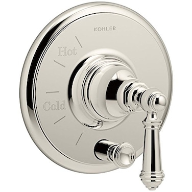 KOHLER KT727684SN Artifacts RiteTemp PressureBalancing Valve Trim with PushButton Diverter and Lever Handle Vibrant Polished Nickel
