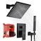 DEOLER Shower System with Handheld Shower Rainfall Shower Faucet Set with 10 Inch Shower Head and Handheld Wall Mounted Bathroom Shower System Faucet Set Roughin Valve and Trim Kit Matte Black