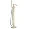 Senlesen Freestanding Bathtub Faucets Floor Mounted Tub Filler Faucet with Handshower Brushed Gold