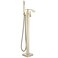 Senlesen Freestanding Bathtub Faucets Floor Mounted Tub Filler Faucet with Handshower Brushed Gold
