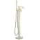 Senlesen Freestanding Bathtub Faucets Floor Mounted Tub Filler Faucet with Handshower Brushed Gold
