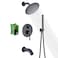 sumerain Matte Black Rain Shower Systems with Waterfall Tub Spout Shower Faucets Sets Complete with 8 Inches Rain Shower Head and Handheld