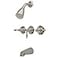 Kingston Brass KB238KL Tub and Shower Faucet with Three Lever Handle Brushed Nickel5Inch Spout Reach