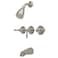 Kingston Brass KB238KL Tub and Shower Faucet with Three Lever Handle Brushed Nickel5Inch Spout Reach