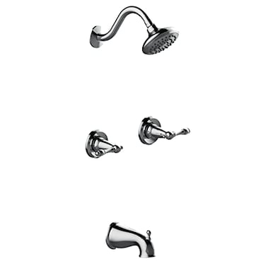 Design House Oakmont Bath and Shower Trim Kit with Valve DualHandle HighPressure Shower Head WaterSaving Polished Chrome WaterSense Design House 595694