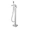 Wowkk Freestanding Tub Filler Waterfall Bathtub Faucet Chrome Floor Mount Brass Single Handle Bathroom Faucets with Hand Shower