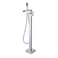 Wowkk Freestanding Tub Filler Waterfall Bathtub Faucet Chrome Floor Mount Brass Single Handle Bathroom Faucets with Hand Shower