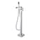 Wowkk Freestanding Tub Filler Waterfall Bathtub Faucet Chrome Floor Mount Brass Single Handle Bathroom Faucets with Hand Shower