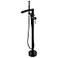 Wowkk Waterfall Freestanding Bathtub Faucet Black Floor Mount Tub Filler Brass Single Handle Bathroom Faucets with Hand Shower