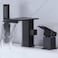 NIITAWH Waterfall Roman Tub Faucet with Hand Shower Matte Black Bathtub Faucet 3 Hole Widespread Tub Filler Deck Mount Solid Brass