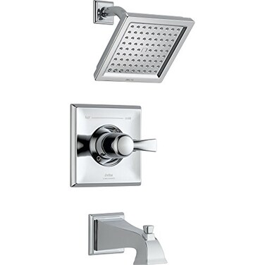 Delta Faucet Dryden 14 Series SingleFunction Tub and Shower Trim Kit with SingleSpray TouchClean Shower Head Chrome T14451 Valve Not Included