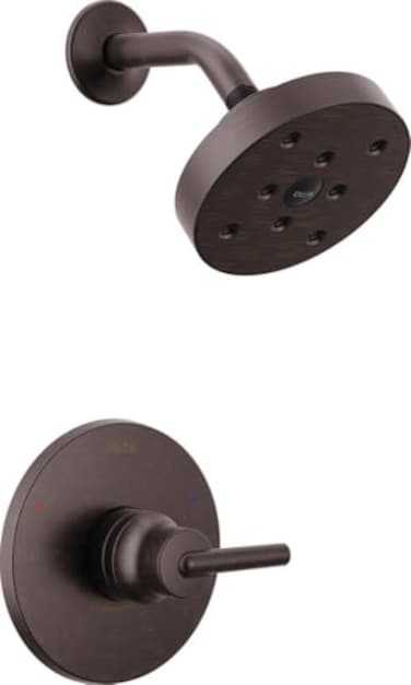Delta Faucet Trinsic 14 Series SingleFunction Shower Trim Kit with SingleSpray H2Okinetic Shower Head Venetian Bronze T14259RB Valve Not Included