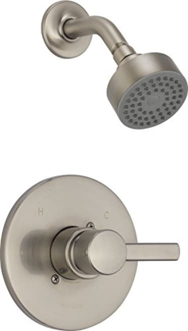 Peerless Precept SingleHandle Shower Faucet Trim Kit with SingleSpray Shower Head Brushed Nickel PTT188782BN Valve Not Included
